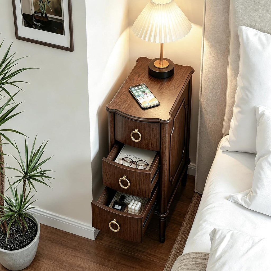 Stella Mia Narrow Nightstand with 3 Drawers & Ball-Bearing Glides
