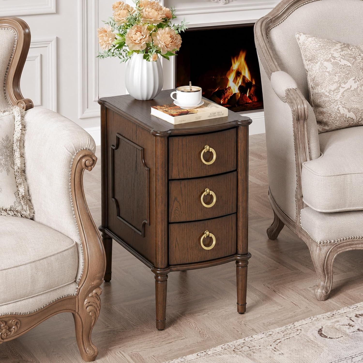 Stella Mia Narrow Nightstand with 3 Drawers & Ball-Bearing Glides