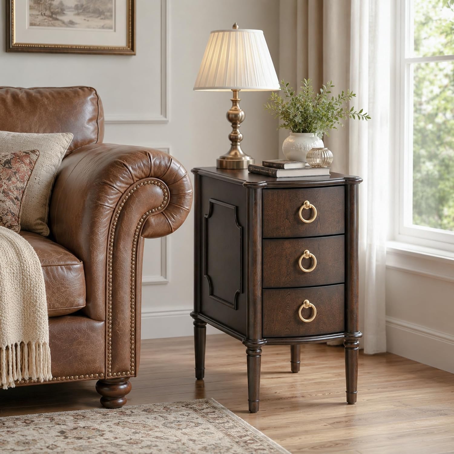 Stella Mia Narrow Nightstand with 3 Drawers & Ball-Bearing Glides