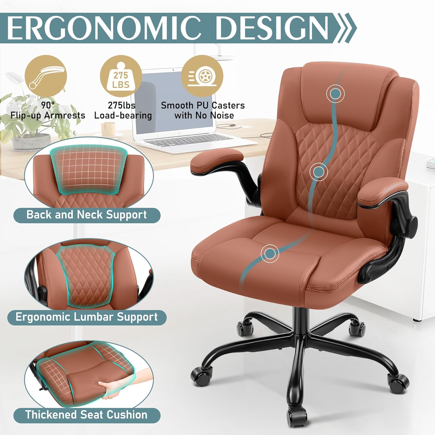Stella Mia Leather Office Chair for Short People