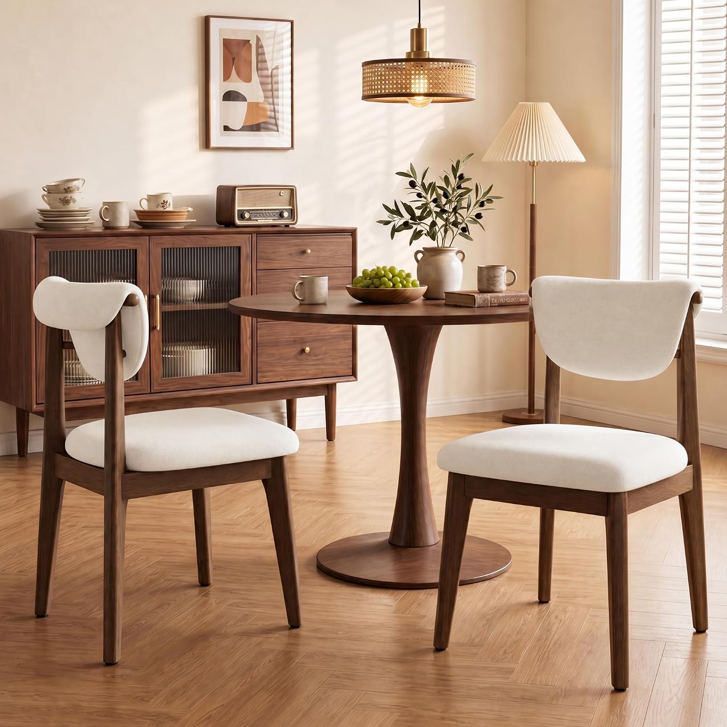 Stella Mia Mid-Century Modern Dining Chairs | Solid Wood Frame & Comfort High Back Design