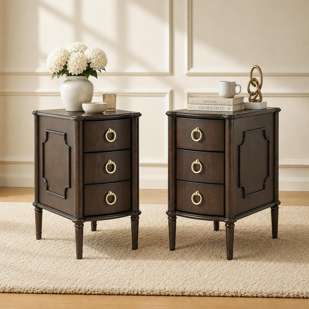 Stella Mia Narrow Nightstand with 3 Drawers & Ball-Bearing Glides