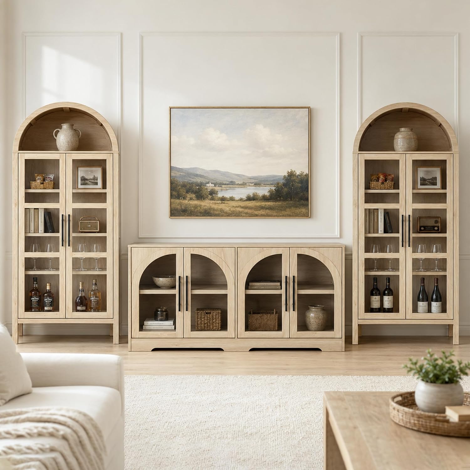 Stella Mia 72" Tall Arched Display Cabinet with Glass Doors