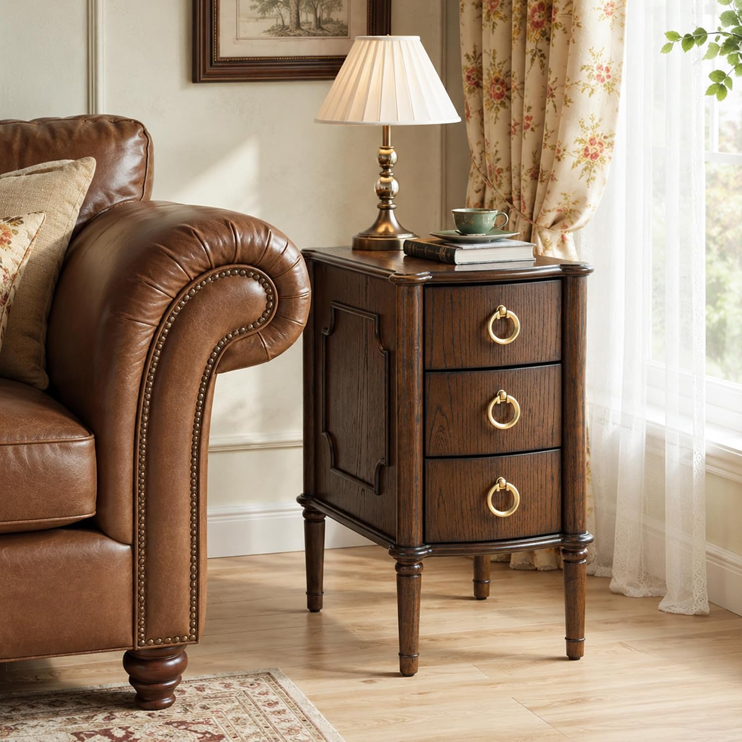 Stella Mia Narrow Nightstand with 3 Drawers & Ball-Bearing Glides
