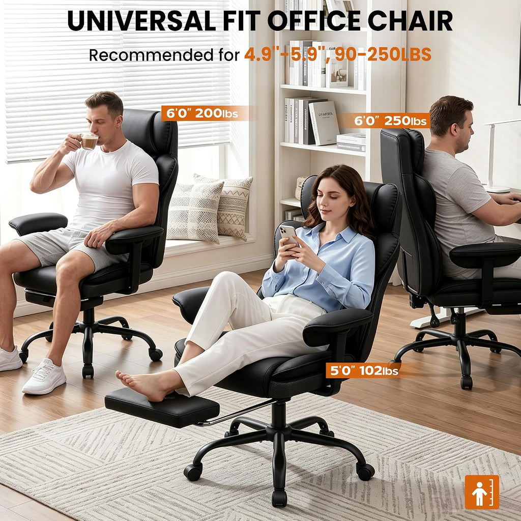 Stella Mia Big and Tall Office Chair with Foot Rest, Desk Chair with Soft Adjustable Armrests