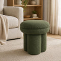 Stella Mia Mushroom Ottoman Stool, Teddy-Like Upholstered Accent Stool with Tri-Pillar Pedestal Base