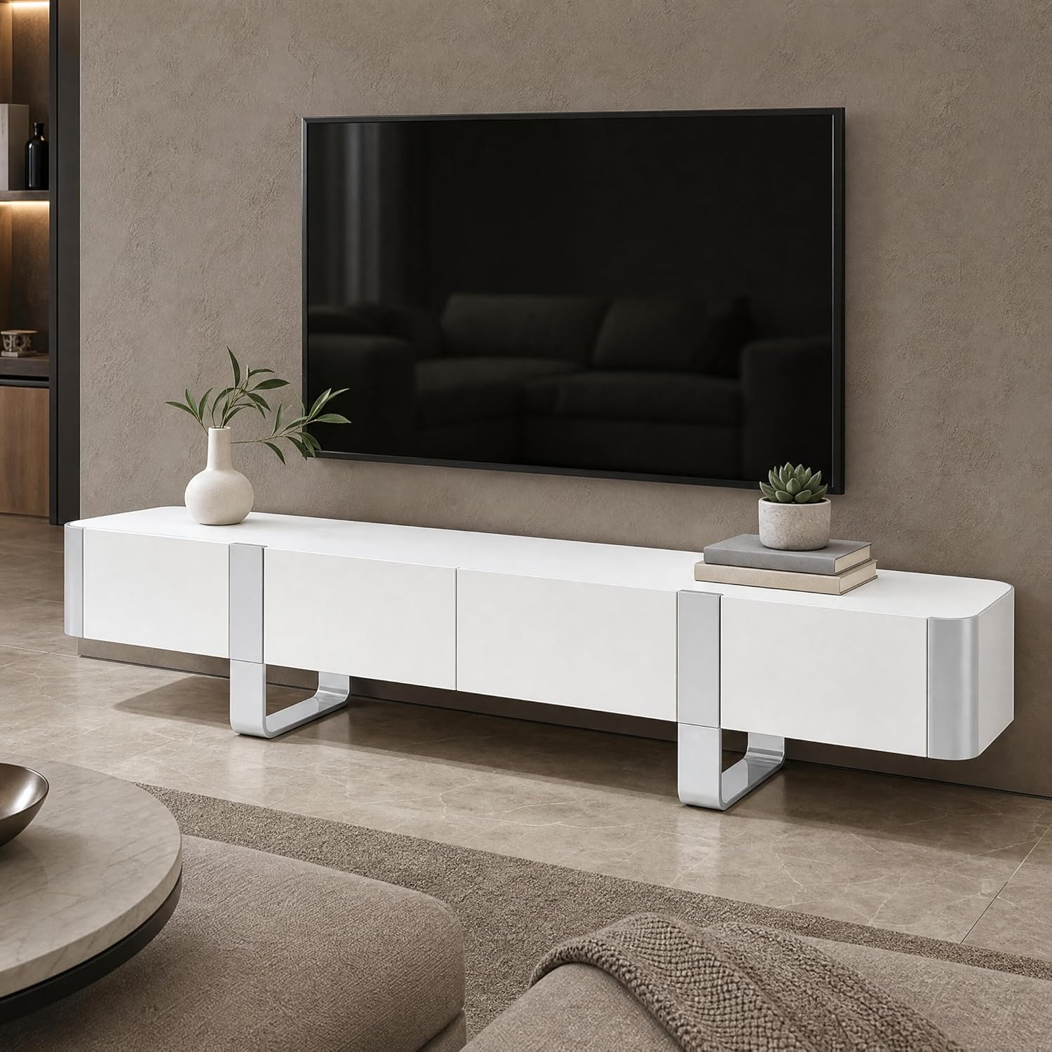 Stella Mia 78" TV Stand Modern Entertainment Center & Media Console, Fits TVs up to 75", Storage Cabinet with Shelves