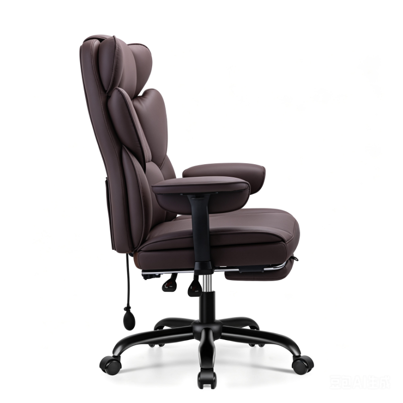 Stella Mia Ergonomic Executive Office Chair, PU Leather Desk Chair with Inflatable Lumbar Support, High Back Computer Chair with Footrest, Adjustable Armrests, Reclining Backrest & Height Adjustment, Heavy-Duty Base