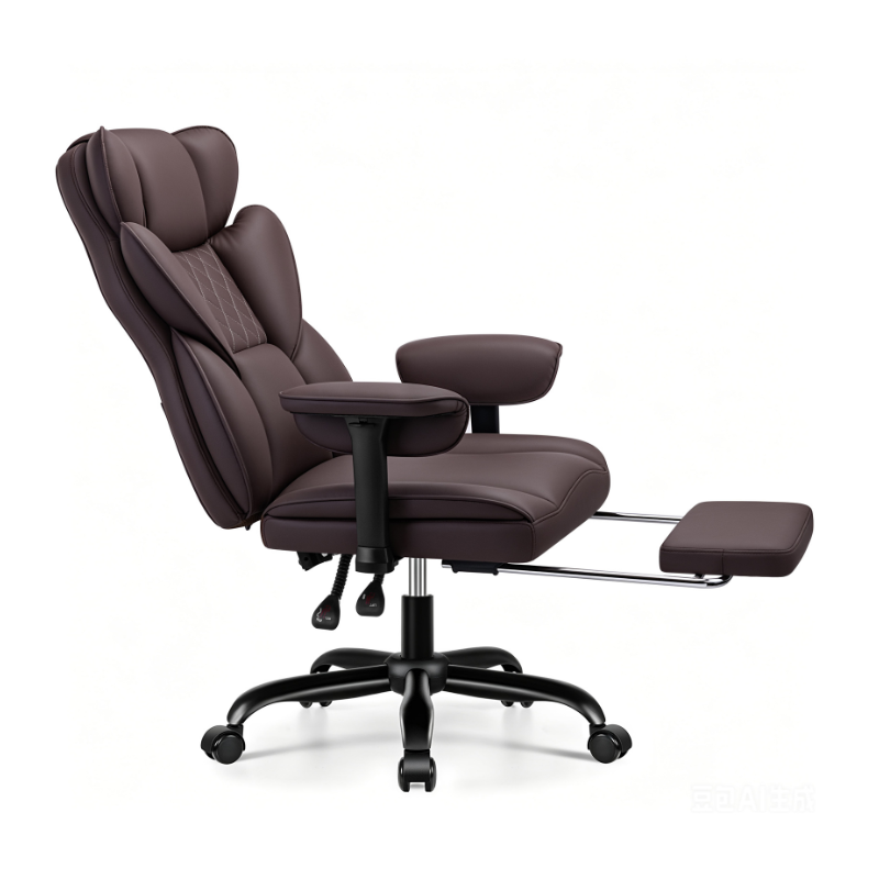 Stella Mia Ergonomic Executive Office Chair, PU Leather Desk Chair with Inflatable Lumbar Support, High Back Computer Chair with Footrest, Adjustable Armrests, Reclining Backrest & Height Adjustment, Heavy-Duty Base