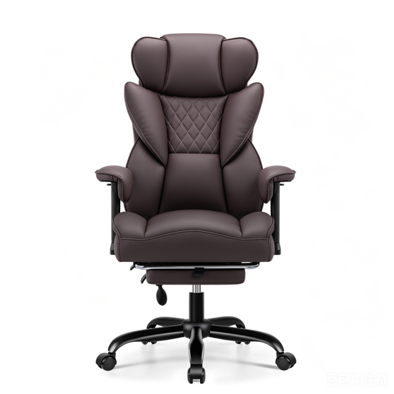 Stella Mia Ergonomic Executive Office Chair, PU Leather Desk Chair with Inflatable Lumbar Support, High Back Computer Chair with Footrest, Adjustable Armrests, Reclining Backrest & Height Adjustment, Heavy-Duty Base