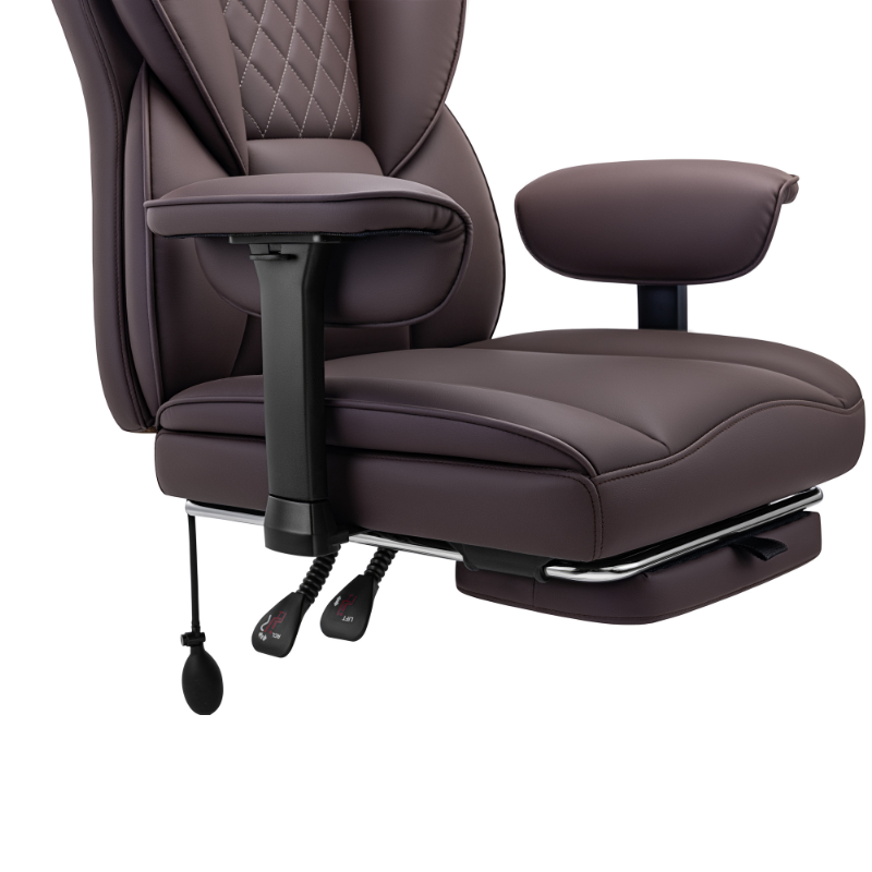 Stella Mia Ergonomic Executive Office Chair, PU Leather Desk Chair with Inflatable Lumbar Support, High Back Computer Chair with Footrest, Adjustable Armrests, Reclining Backrest & Height Adjustment, Heavy-Duty Base