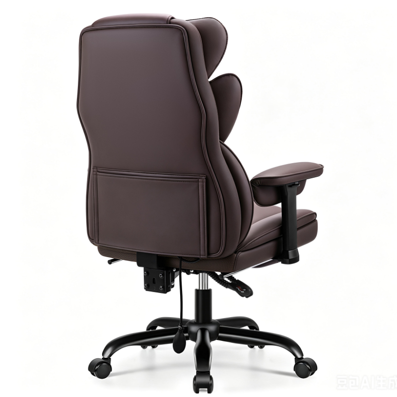 Stella Mia Ergonomic Executive Office Chair, PU Leather Desk Chair with Inflatable Lumbar Support, High Back Computer Chair with Footrest, Adjustable Armrests, Reclining Backrest & Height Adjustment, Heavy-Duty Base