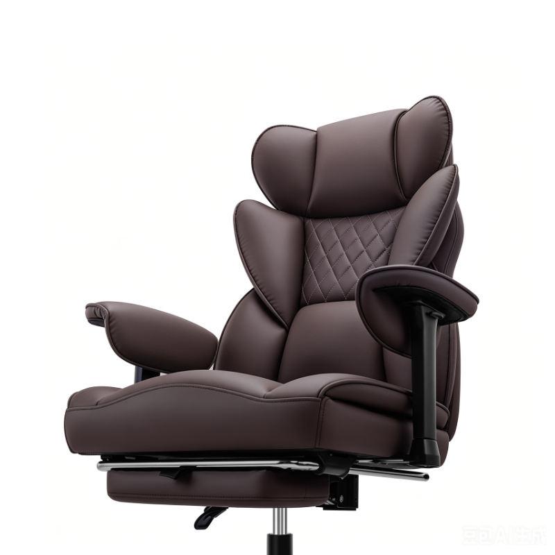 Stella Mia Ergonomic Executive Office Chair, PU Leather Desk Chair with Inflatable Lumbar Support, High Back Computer Chair with Footrest, Adjustable Armrests, Reclining Backrest & Height Adjustment, Heavy-Duty Base