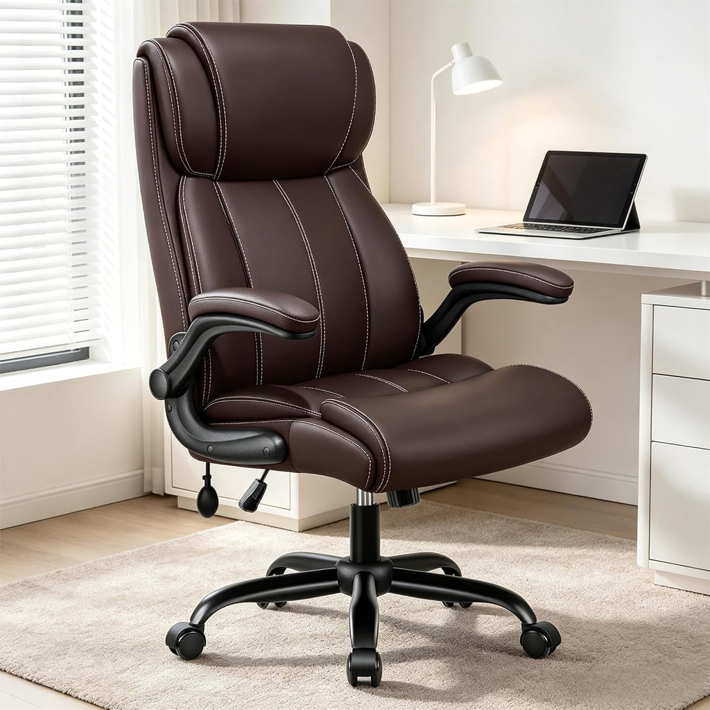 Stella Mia Ergonomic Office Chair – High Back Executive Leather Desk Chair with Inflatable Lumbar Support for Back Pain