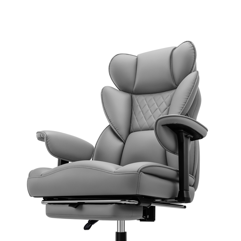 Stella Mia Ergonomic Executive Office Chair, PU Leather Desk Chair with Inflatable Lumbar Support, High Back Computer Chair with Footrest, Adjustable Armrests, Reclining Backrest & Height Adjustment, Heavy-Duty Base