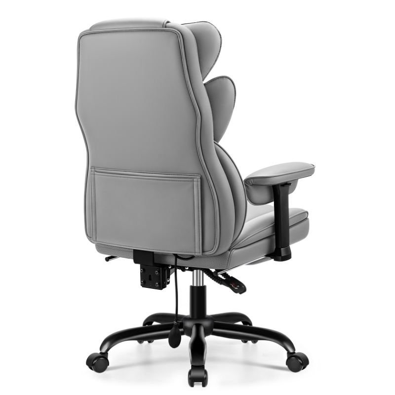 Stella Mia Ergonomic Executive Office Chair, PU Leather Desk Chair with Inflatable Lumbar Support, High Back Computer Chair with Footrest, Adjustable Armrests, Reclining Backrest & Height Adjustment, Heavy-Duty Base