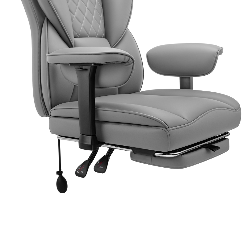 Stella Mia Ergonomic Executive Office Chair, PU Leather Desk Chair with Inflatable Lumbar Support, High Back Computer Chair with Footrest, Adjustable Armrests, Reclining Backrest & Height Adjustment, Heavy-Duty Base