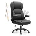 Stella Mia Ergonomic PU Leather Office Chair, High Back, Flip-Up Arms, Swivel Adjustable